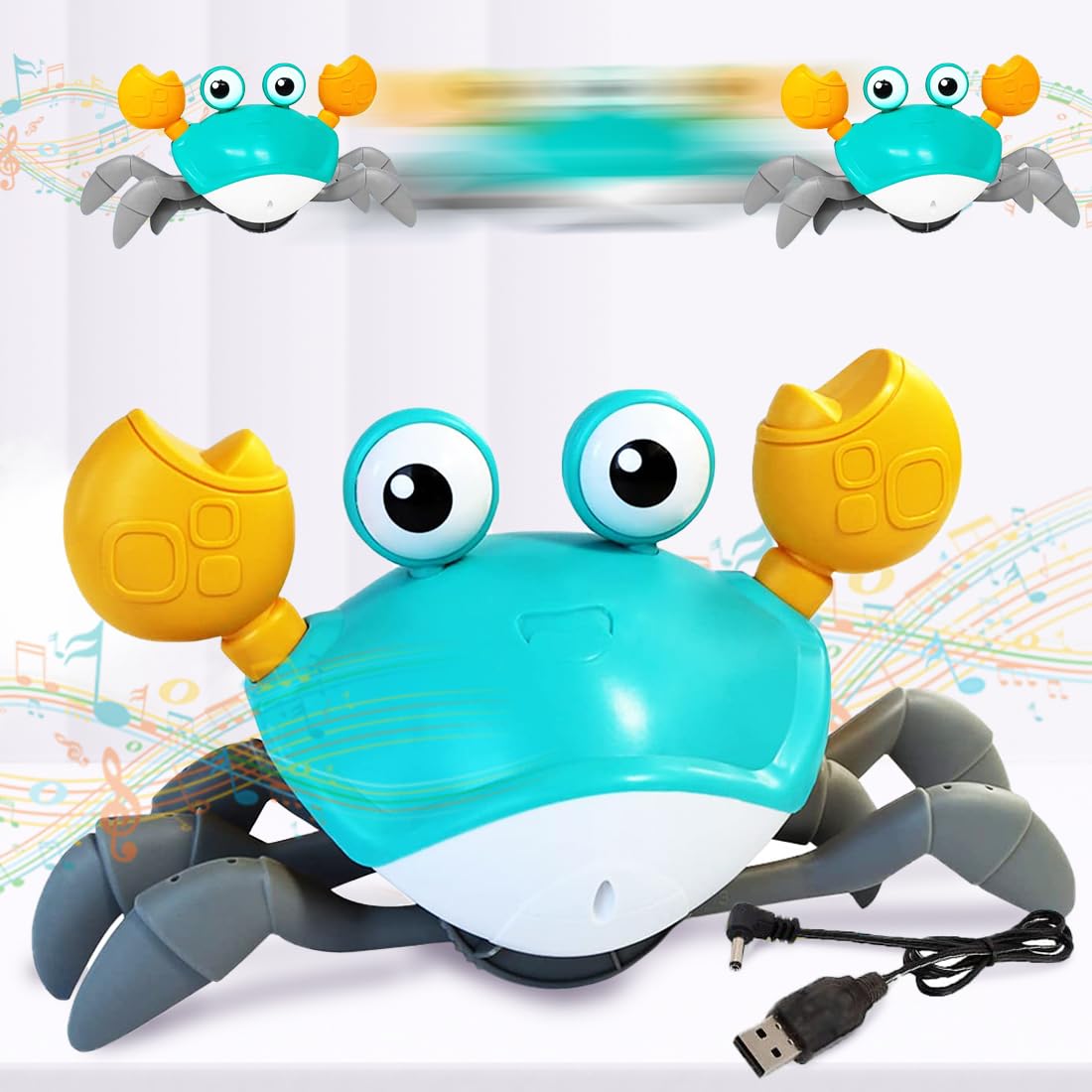 Rechargeable Crawling Crab Baby Toy with Light & Sound | Interactive Musical Tummy Time Toy for Babies & Toddlers (6–12 Months)