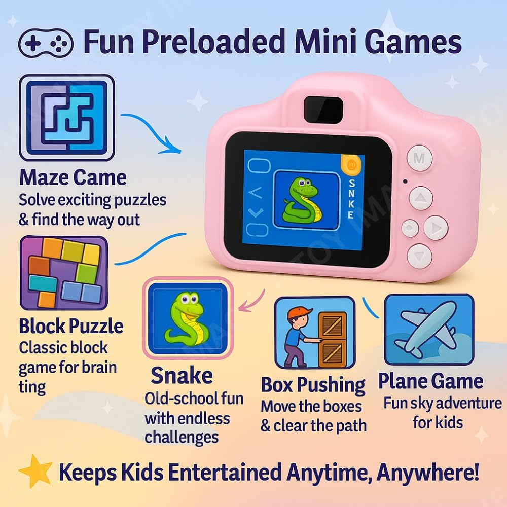 Kids Digital Camera | 1080p Video & 3.0MP Photos | 2-Inch Screen, USB Rechargeable & Portable | Fun Mini Toy Camera for Boys & Girls Age 3–10